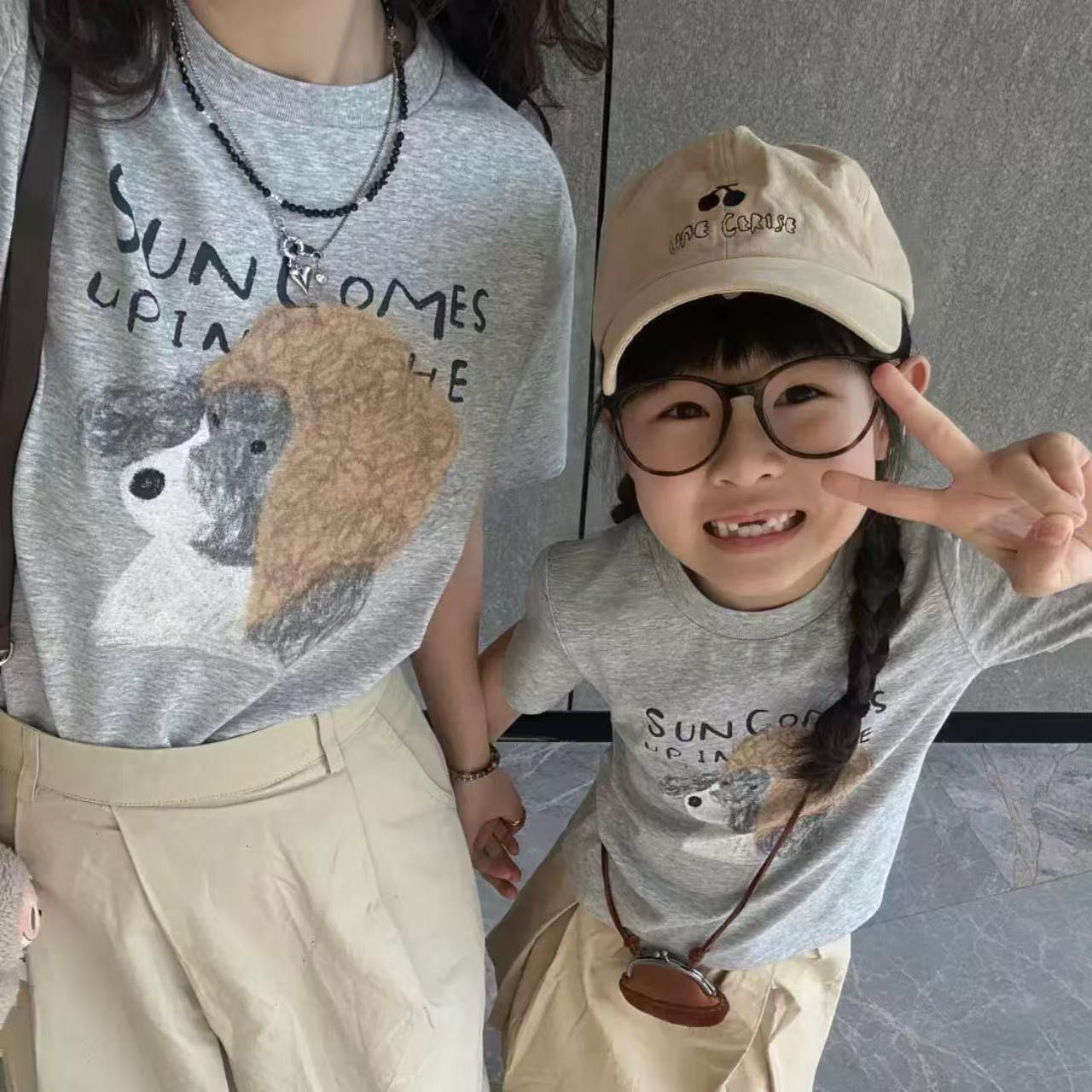 親子ペアルック パーマネントドッグTシャツ