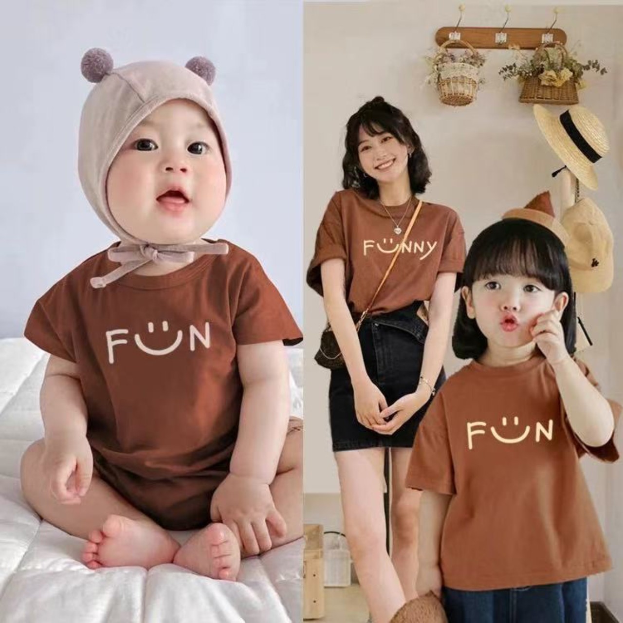 親子ペアルック 手書き風ファニーTシャツ