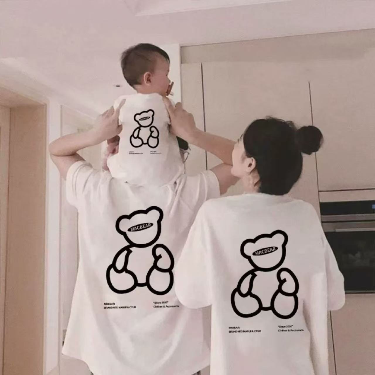親子ペアルック MACBEARプリントTシャツ