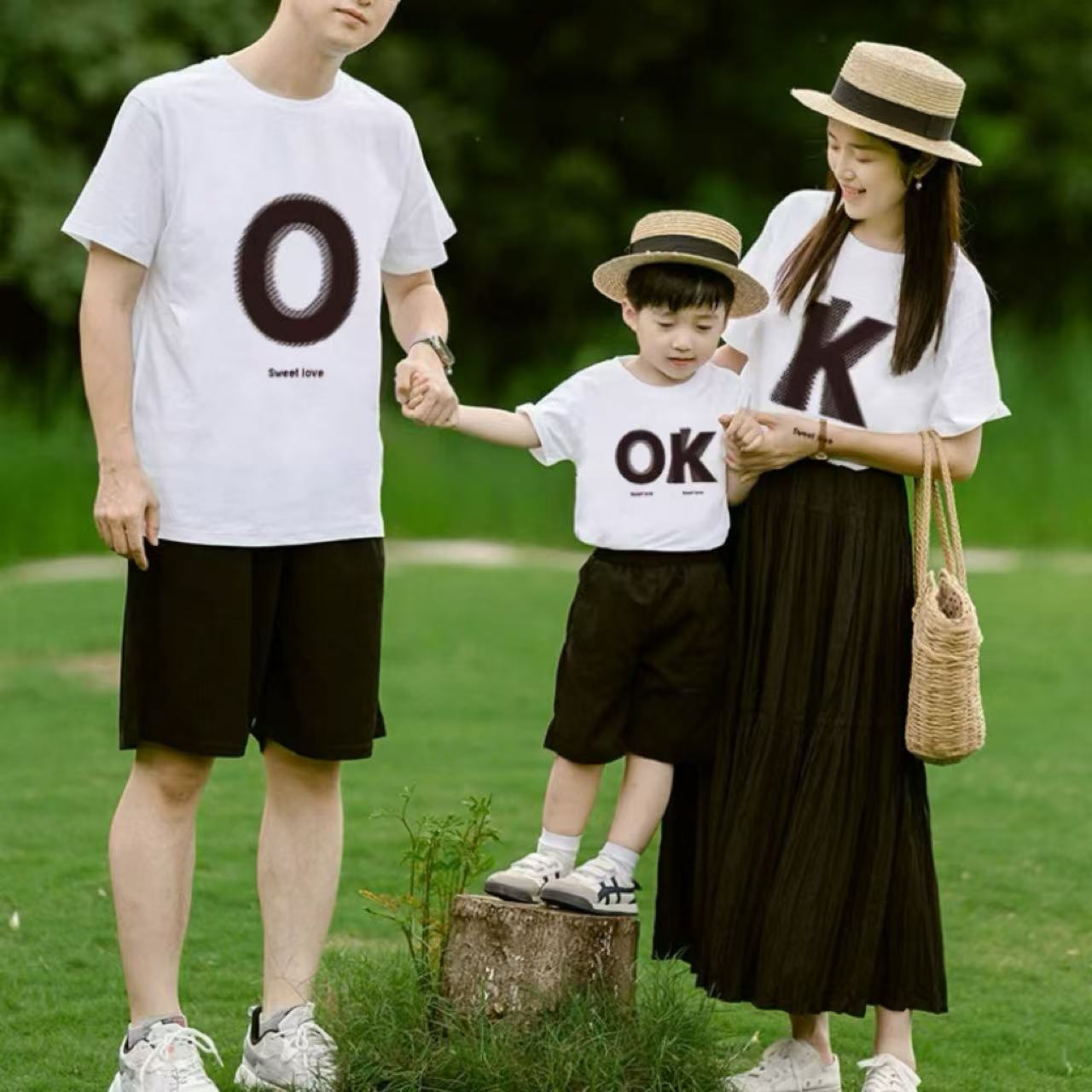 親子ペアルック OKおそろい家族リンクTシャツ